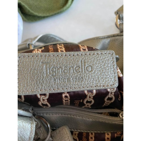 Tignanello Silver Metallic Leather Handbag - Picture 4 of 4
